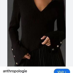 Anthropologie Black Ribbed Sweater